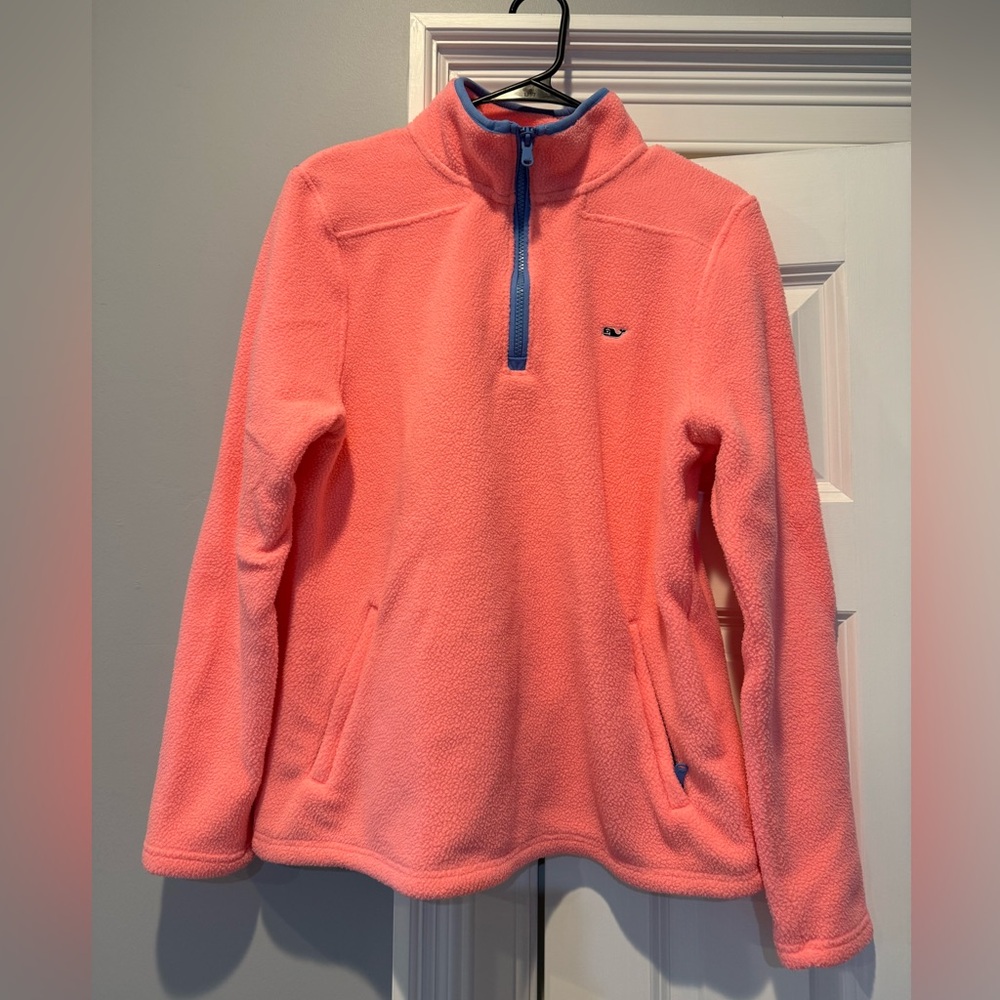 Vineyard Vines Coral Quarter Zip with Pockets